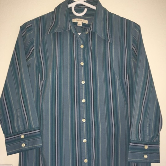 Merona, Stripes Polo Blouse, Size M - Picture 1 of 8